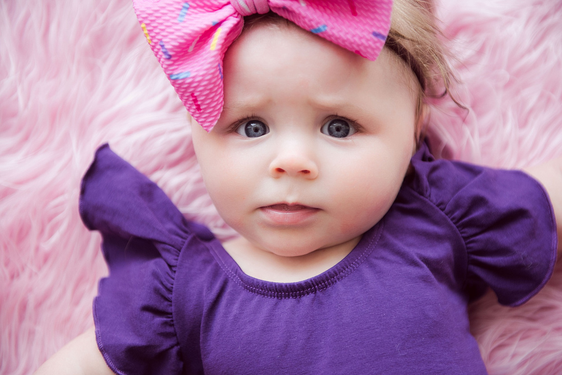 IA Baby Girl 6 Month Milestone Portraits by Iowa Newborn Photographer KS Photography