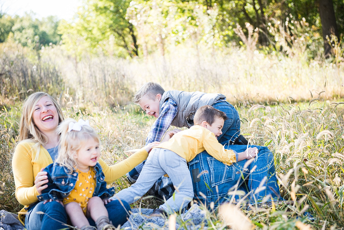 Iowa City family portraits in the fall with Tiffin IA family photographer KS Photography