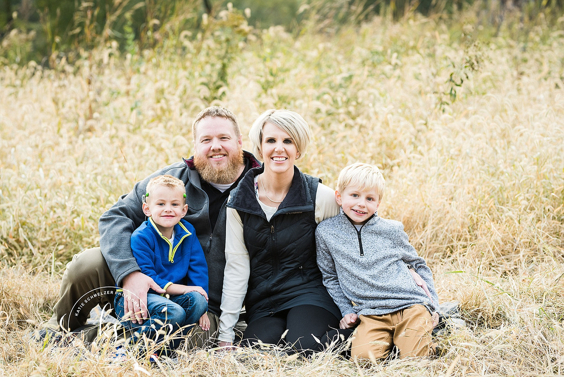 Tiffin Iowa family portrait session with two young boys in the fall with KS Photography