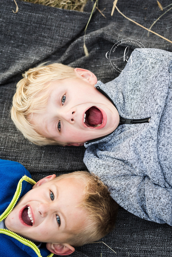 Tiffin Iowa family portrait session with two young boys in the fall with KS Photography