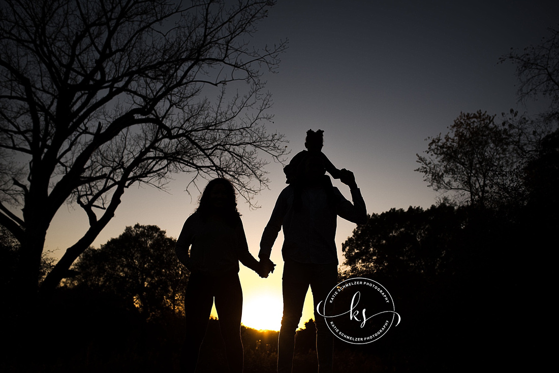 Iowa family portraits at sunset with family of three and KS Photography