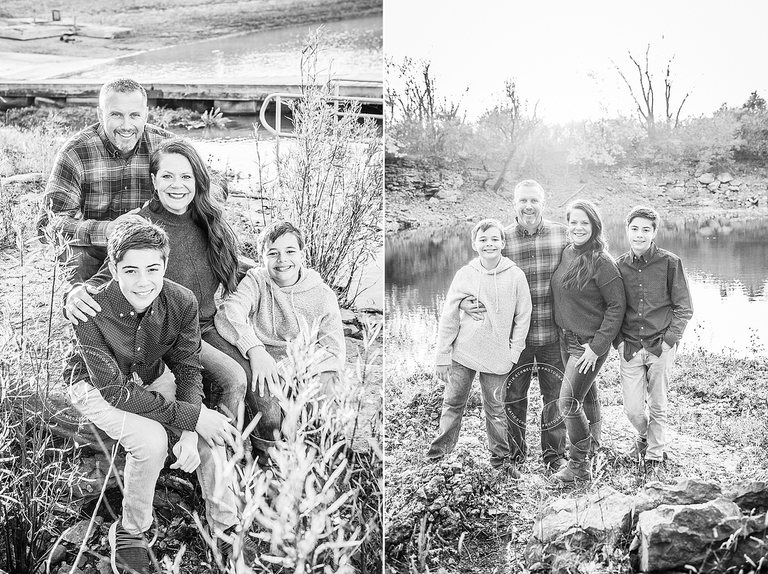 Iowa family portraits with KS Photography along Iowa marina and rock quarry 