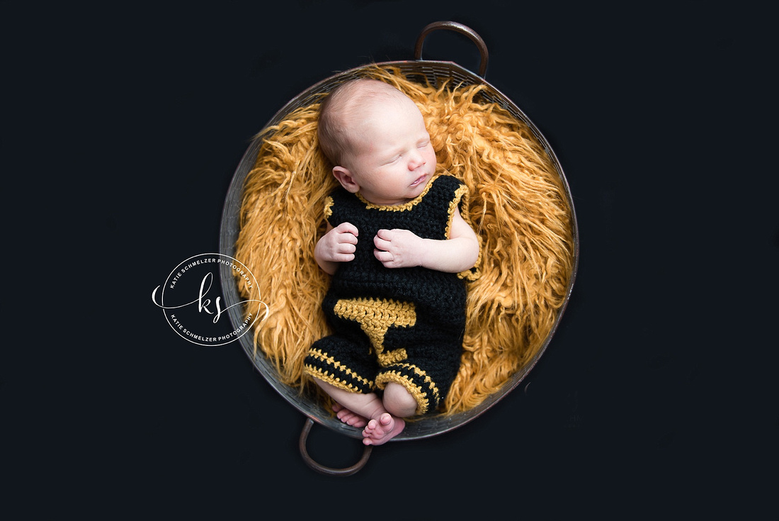 Newborn session in Iowa with KS Photography, inspired by Iowa Hawkeyes