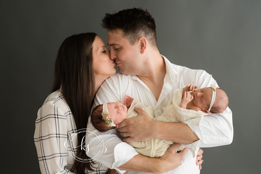 Iowa Twin Newborn and Family Session photographed by IA Newborn Photographer KS Photography