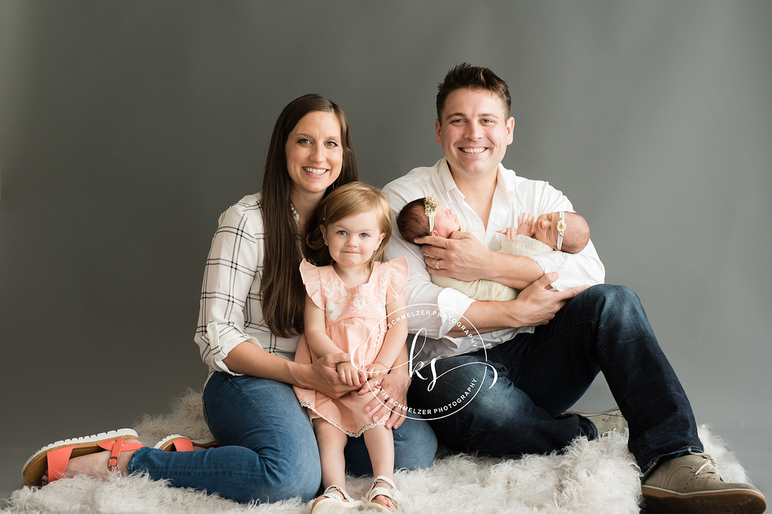 Iowa Twin Newborn and Family Session photographed by IA Newborn Photographer KS Photography