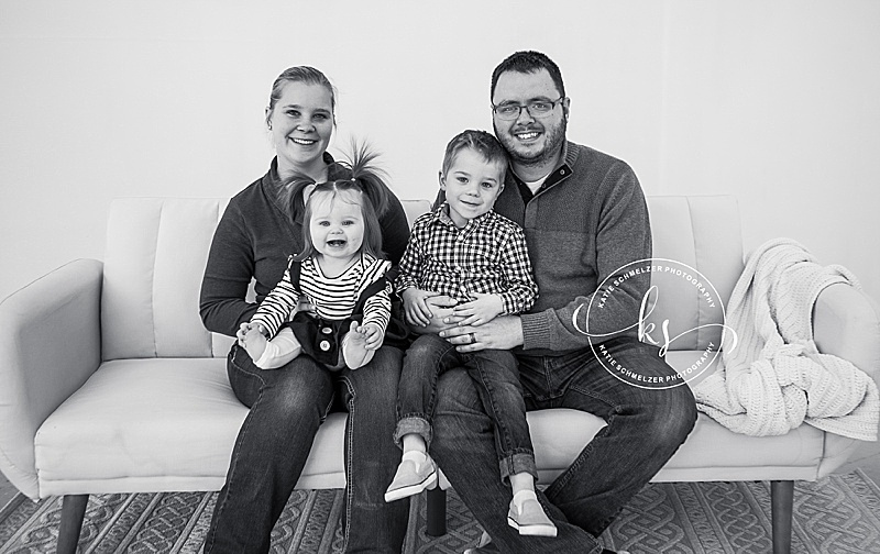 First birthday portraits for baby girl in downtown studio with Iowa family photographer KS Photography