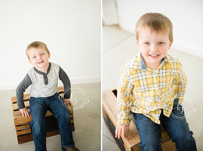 Studio Newborn Portraits in Downtown Tiffin IA with KS photography for baby boy and big brother