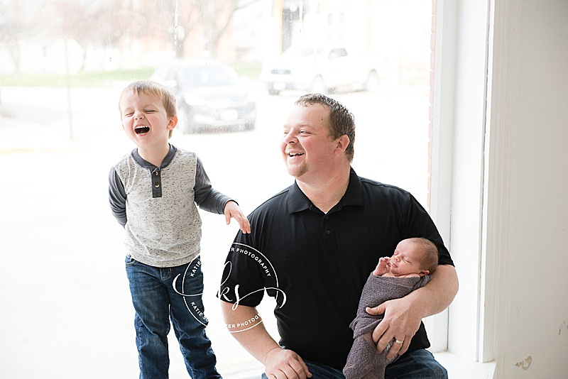 Studio Newborn Portraits in Downtown Tiffin IA with KS photography for baby boy and big brother