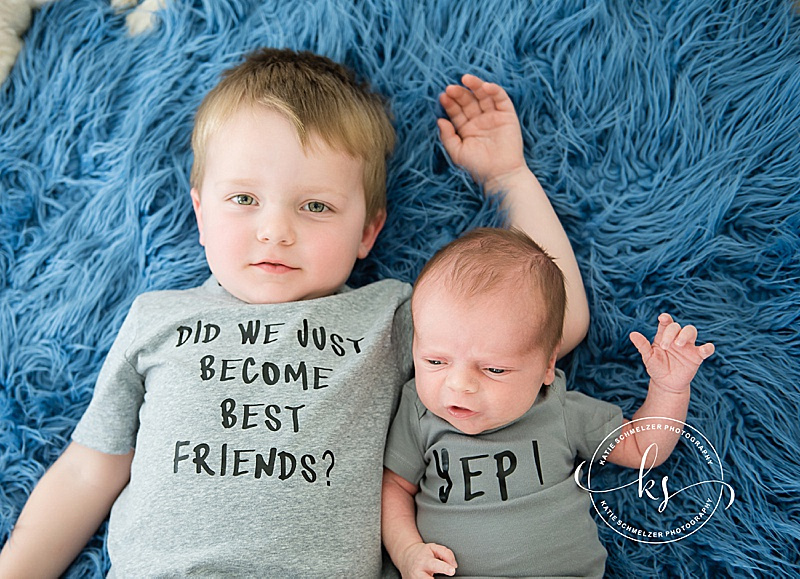 Studio Newborn Portraits in Downtown Tiffin IA with KS photography for baby boy and big brother