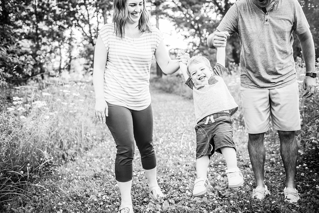 Summer Iowa family portraits with toddler and parents photographed by KS Photography
