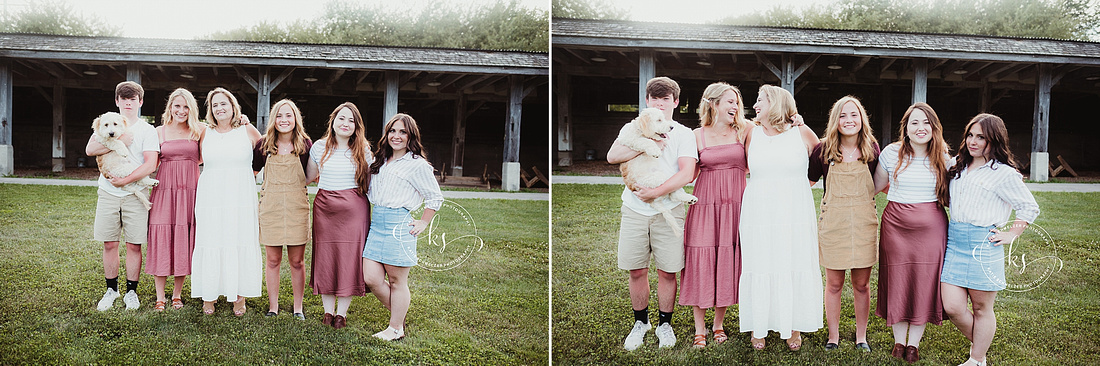 Sunset family portraits on farm in Tiffin IA with KS Photography