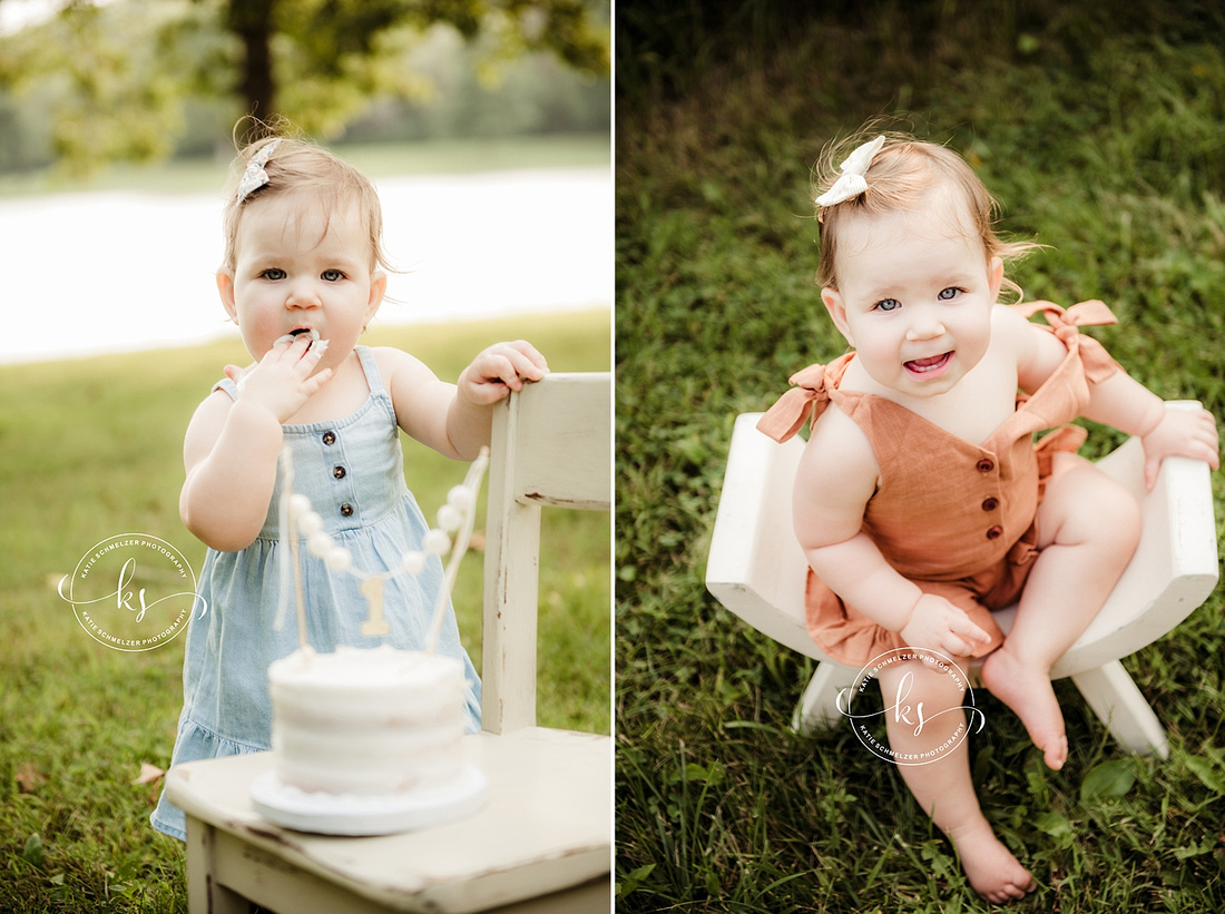 Little Girl's One Year Milestone Portraits photographed by IA Family + Newborn Photographer KS Photography