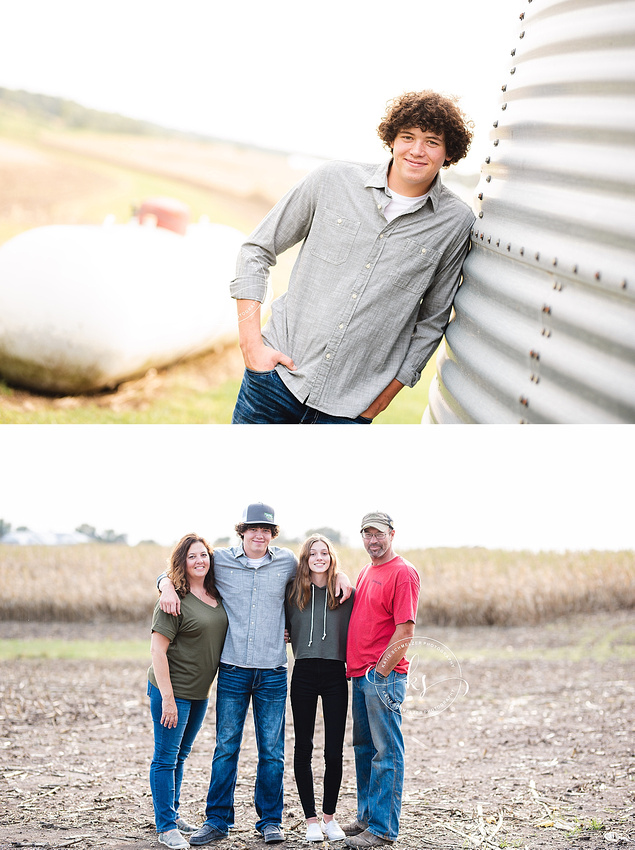 Senior portraits on family farm in Iowa with KS Photography