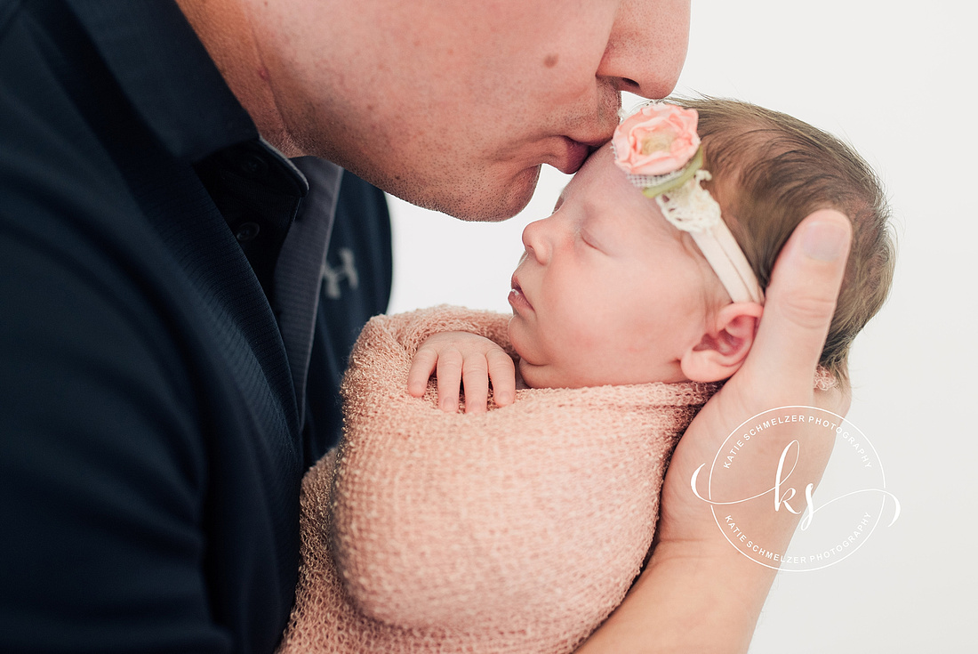 Studio newborn portraits for baby girl in Tiffin IA studio with KS Photography