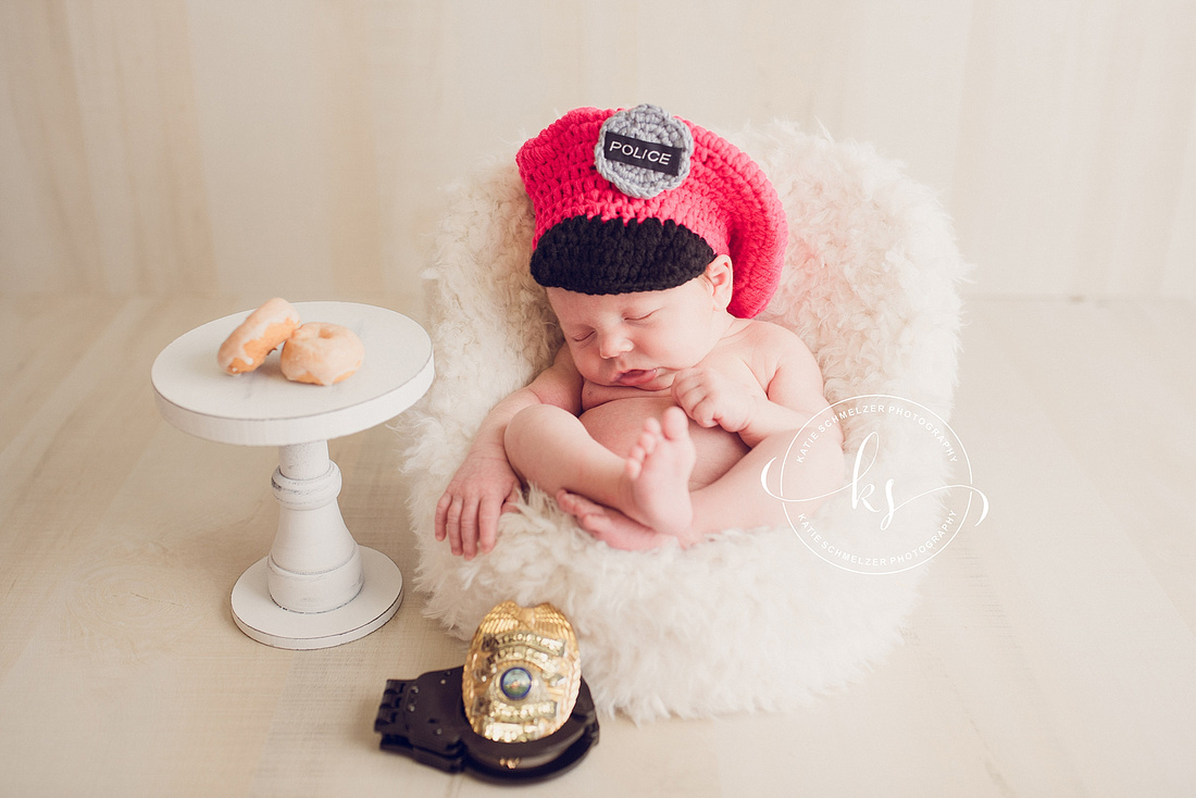 Studio newborn portraits for baby girl in Tiffin IA studio with KS Photography