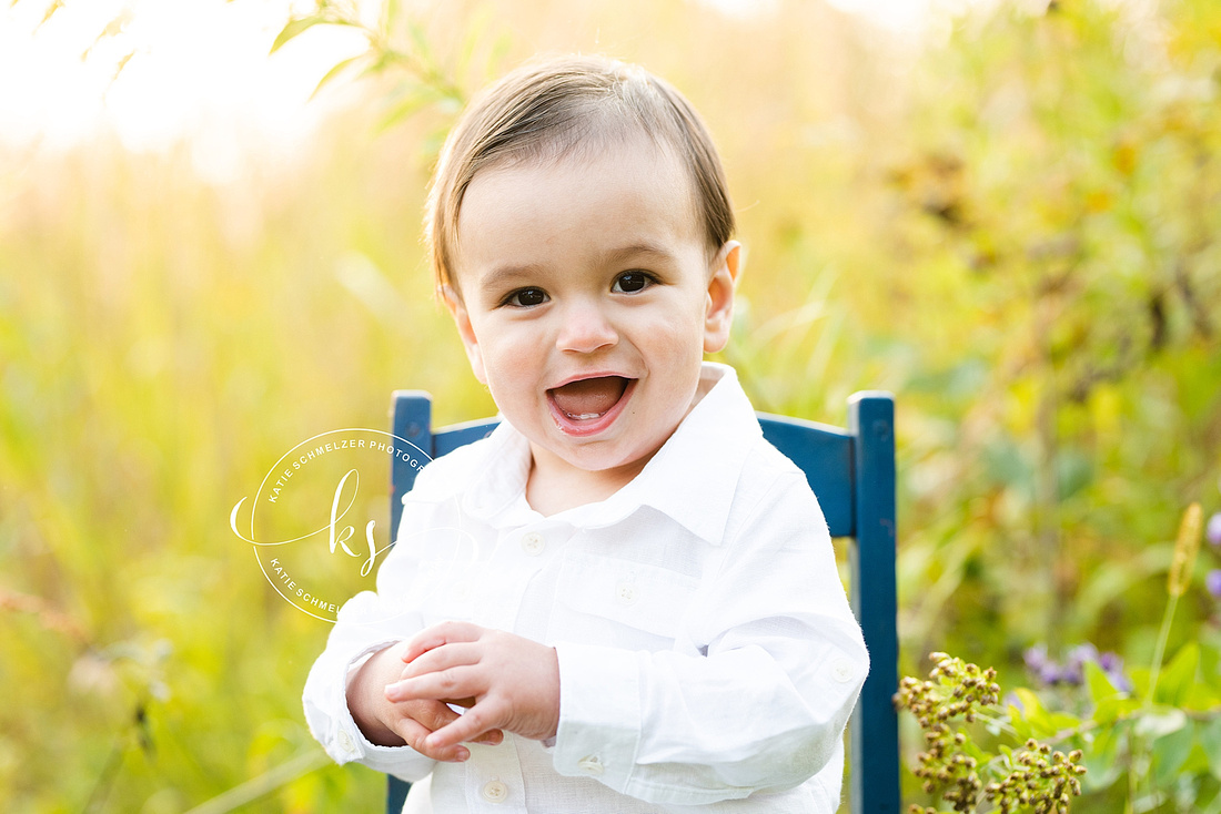 First Birthday Milestone Portraits for little boy in Tiffin IA with KS Photography