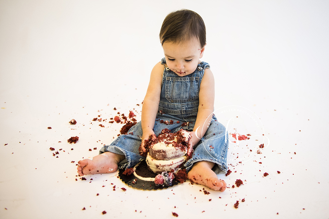 First Birthday Milestone Portraits for little boy in Tiffin IA with KS Photography