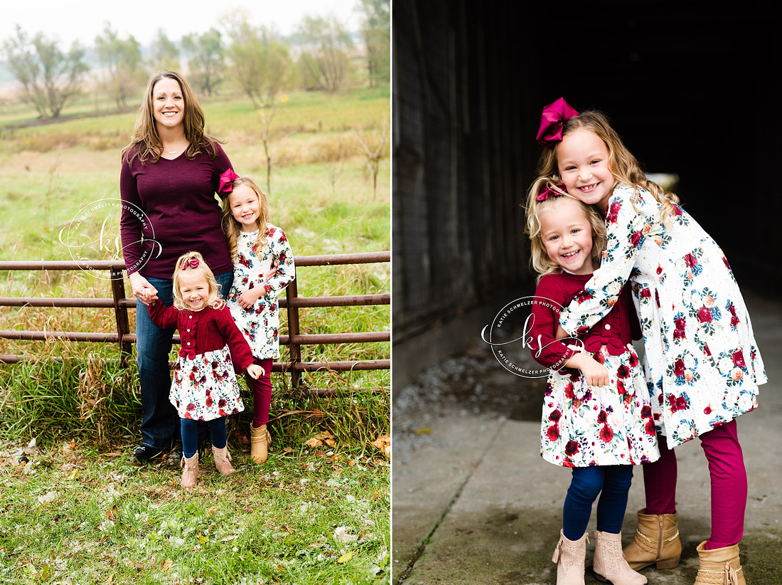 Sunrise Family Portrait Session of Iowa family of four Photographed by IA Family photographer KS Photography