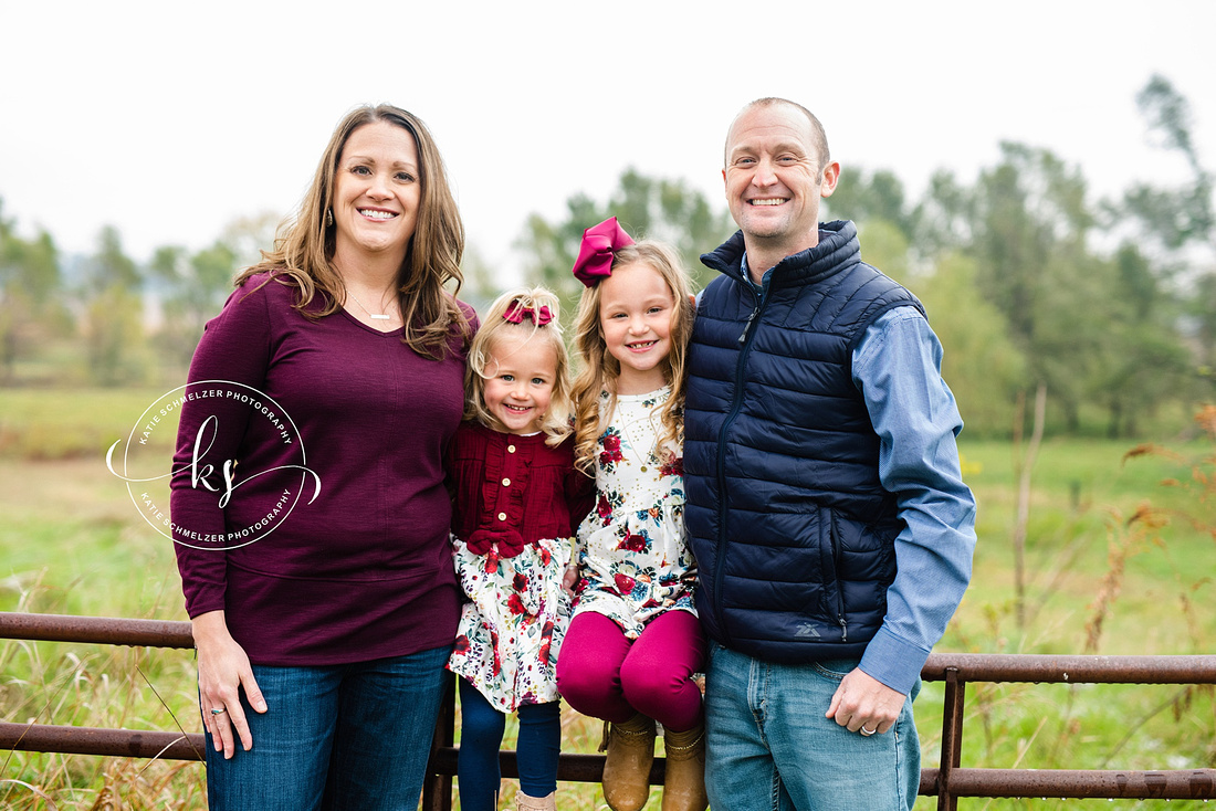 Sunrise Family Portrait Session of Iowa family of four Photographed by IA Family photographer KS Photography