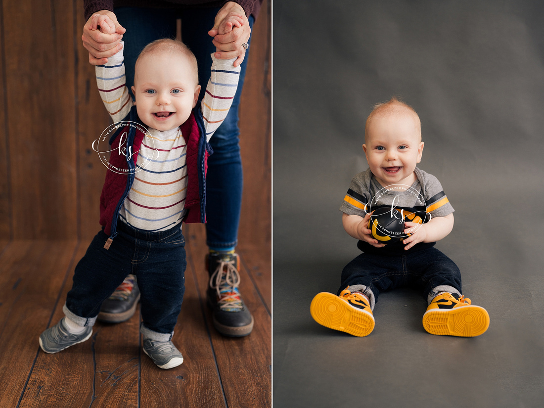 One Year Milestone Portraits photographed by IA Family + Newborn Photographer KS Photography