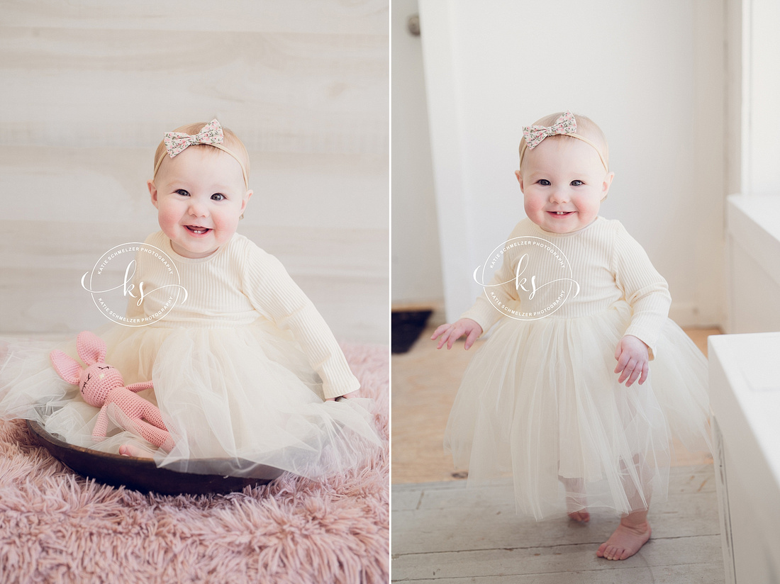 One Year Milestone Session of Baby Girl photographed by IA Newborn Photographer KS Photography