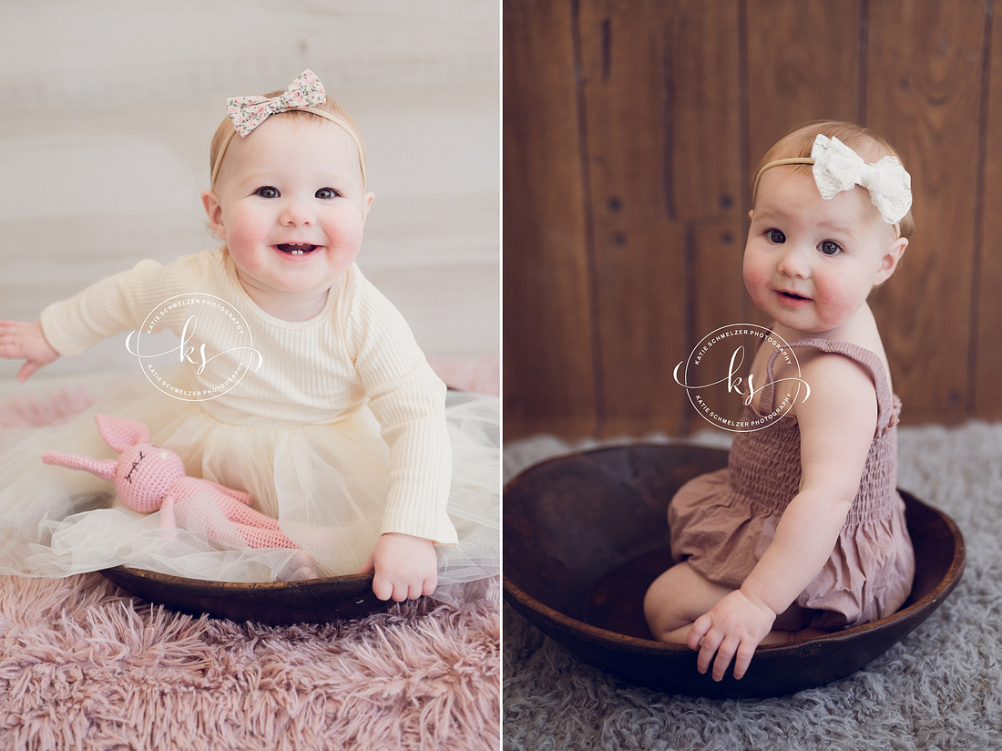 One Year Milestone Session of Baby Girl photographed by IA Newborn Photographer KS Photography