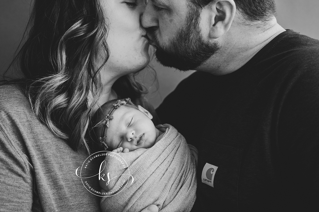 Precious Newborn Girl + Family session photographed by IA newborn Photographer KS Photography